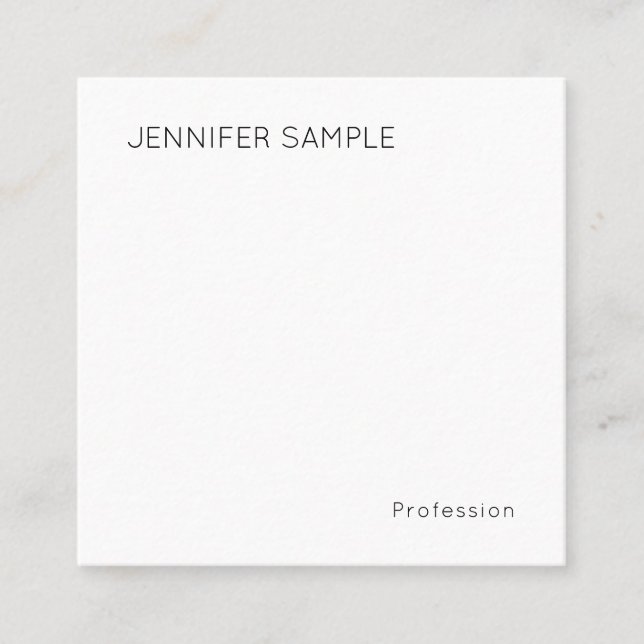 Trendy Modern Minimalist Simple Design Template Square Business Card (Front)