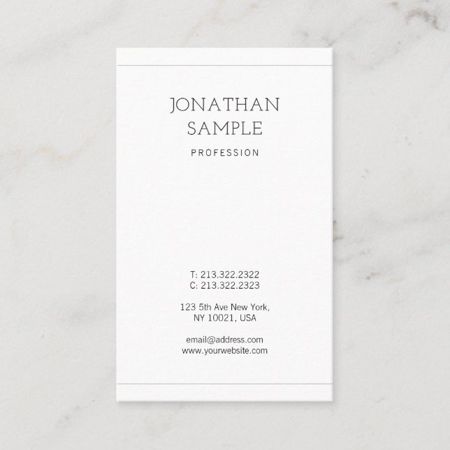 Trendy Modern Minimalistic Design Chic Plain Luxe Business Card (Front)