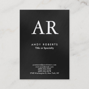 Trendy Modern Monogram Dark Grey Black Business Card