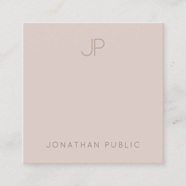 Trendy Modern Monogram Elegant Clean Template Luxe Square Business Card (Front)