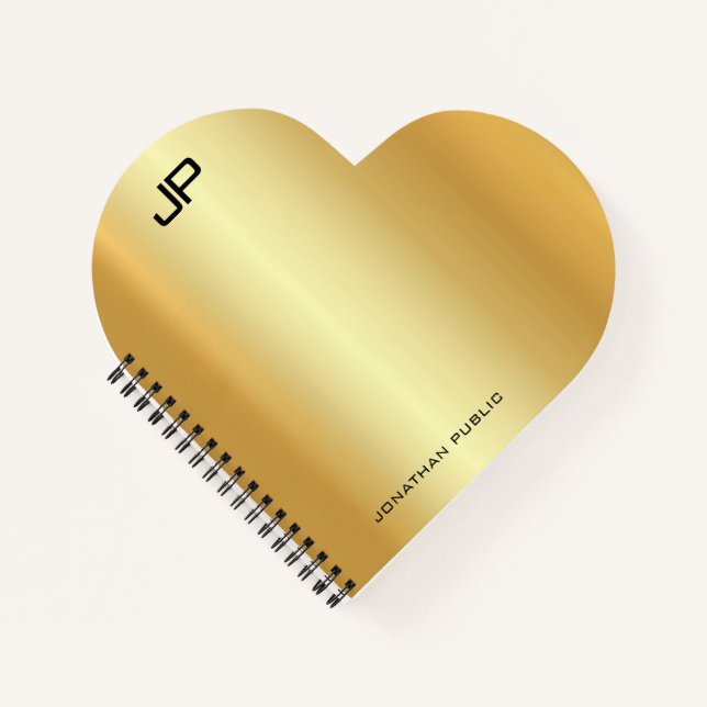 Trendy Modern Monogram Elegant Gold Template Notebook (Front)
