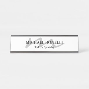 Trendy modern monogram initial professional desk name plate