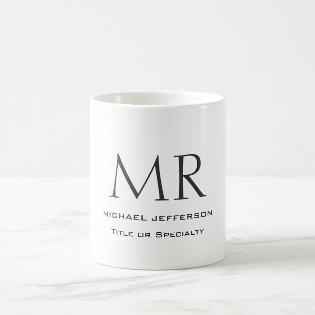 Trendy Modern Monogram Plain Minimalist Coffee Mug (Center)