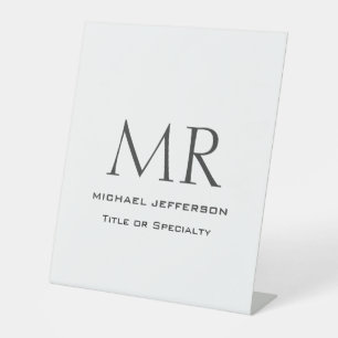 Trendy Modern Monogram Plain Minimalist Pedestal Sign