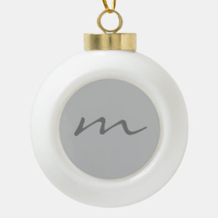 Trendy modern monogram professional  ceramic ball christmas ornament