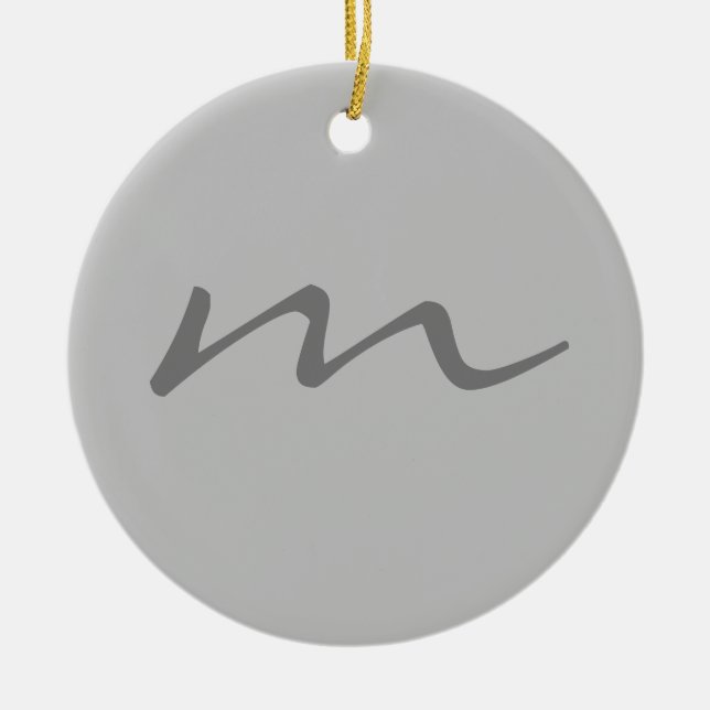 Trendy modern monogram professional grey ceramic tree decoration (Front)