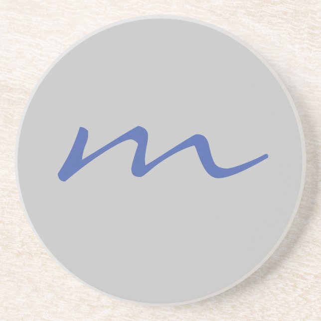 Trendy modern monogram professional grey coaster (Front)