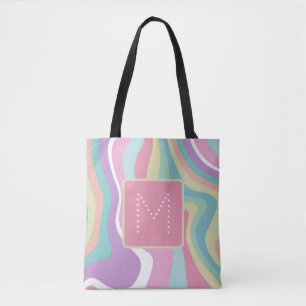 Trendy Modern Monogram Retro Pattern Tote Bag
