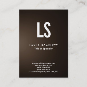 Trendy Modern Monogram Sepia Brown Business Card