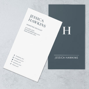 Trendy Modern Monogram Social Media Indigo Blue Business Card