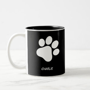 Trendy Modern Mug "Your Pet Paw With Name"