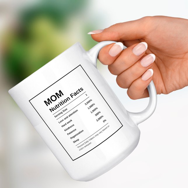 Trendy Modern Mum Nutrition Facts Black And White  Coffee Mug (Creator Uploaded)