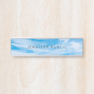 Trendy Modern Nature Template Clouds Blue Sky Door Sign