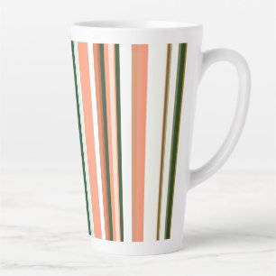 Trendy Modern New Orange Green White Stripes Latte Mug