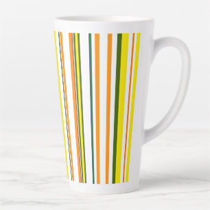 Trendy Modern New Orange Yellow White Stripes Latte Mug