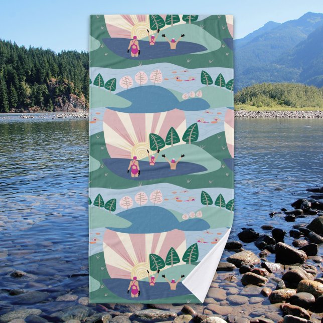 Trendy Modern Open Water Swimming with Friends Bath Towel (Creator Uploaded)
