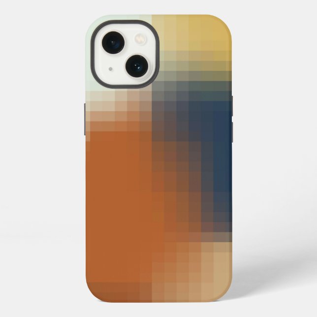 Trendy Modern Orange Blue Yellow Beige Pattern iPhone Case (Back)