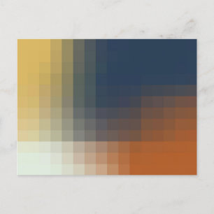 Trendy Modern Orange Blue Yellow Beige Pattern Postcard