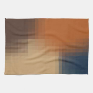 Trendy Modern Orange Blue Yellow Beige Pattern Tea Towel