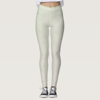 Trendy Modern Pastel Green Polka Dot Leggings