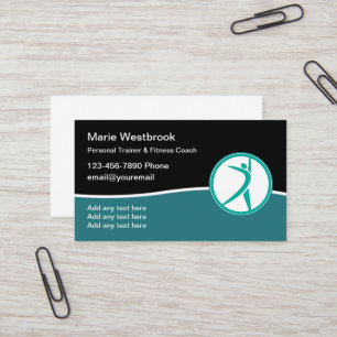 Trendy Modern Personal Fitness Coach Business Card