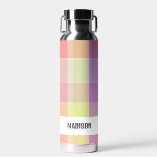 Trendy Modern Personalised Plaid Water Bottle