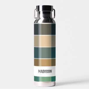 Trendy Modern Personalised Plaid Water Bottle
