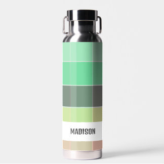 Trendy Modern Personalised Plaid Water Bottle