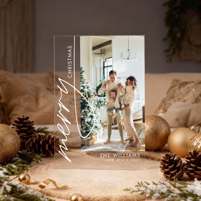 Trendy Modern Photo Christmas Card Acrylic Invitations (Creator Uploaded)