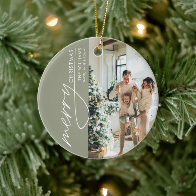 Trendy Modern Photo Christmas Ceramic Tree Decoration (Tree)