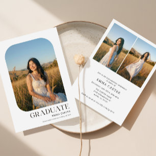 Trendy Modern Photo Collage Graduation Party Invitation