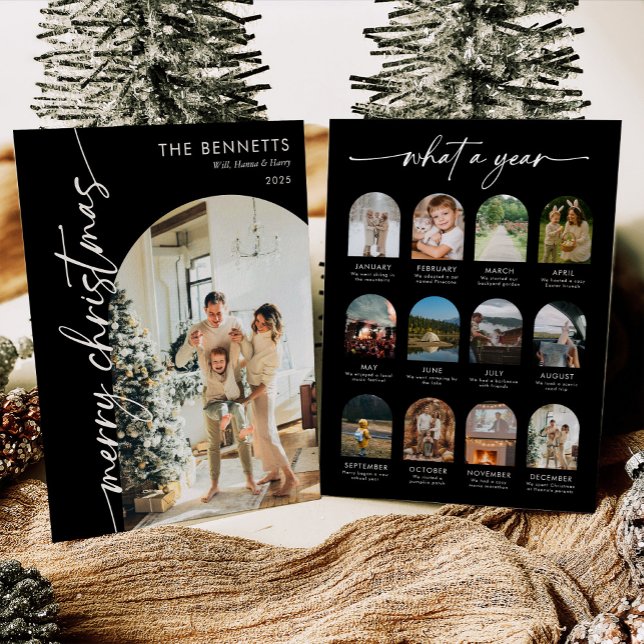 Trendy Modern Photo What A Year Merry Christmas  Holiday Card (Creator Uploaded)