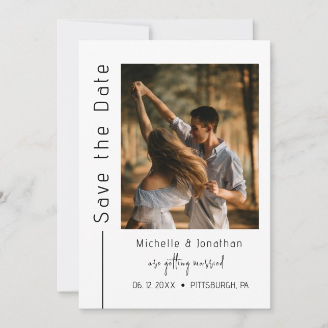 Trendy Modern Photograph Christian Wedding Save The Date (Front)