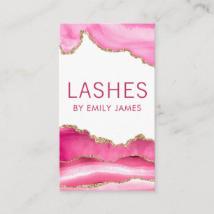 Trendy Modern Pink Agate Lash Extensions Beauty Business Card