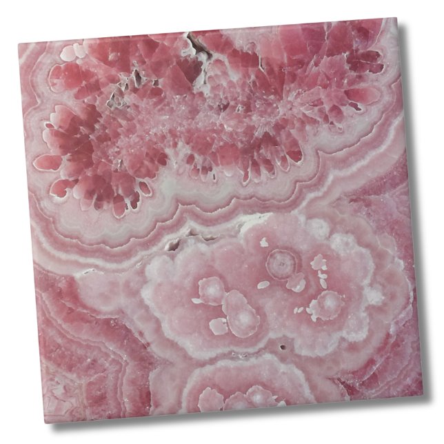 Trendy Modern Pink Agate Tile (Pink Agate Crystal Geode Rhodochrosite Stone Tile)