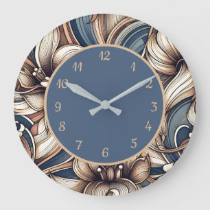 Trendy Modern Pink Black Abstract Pattern  Large Clock