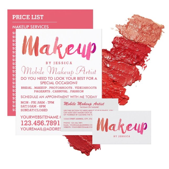Trendy Modern Pink Makeup Artist Business Card (Creator Uploaded)