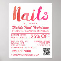 Trendy Modern Pink Nail Technician, Nail Salon