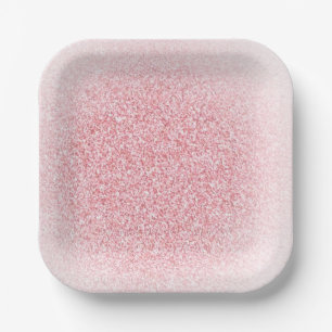Trendy Modern Pink Rose Gold Glitter Template Paper Plate