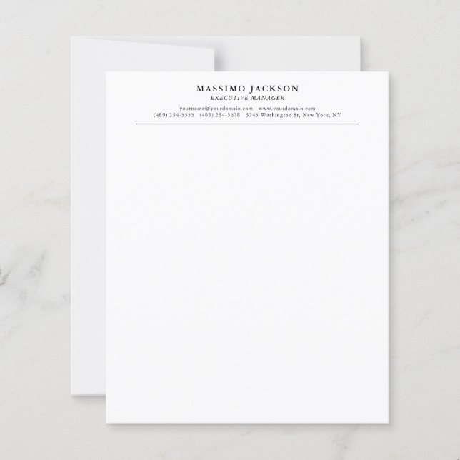 Trendy Modern Plain Black & White Professional (Front)