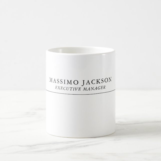 Trendy Modern Plain Black & White Professional Coffee Mug (Center)