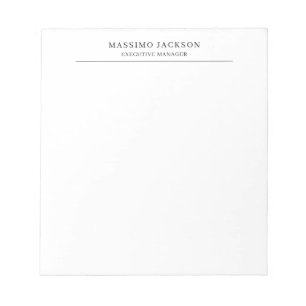 Trendy Modern Plain Black & White Professional Notepad