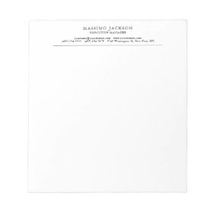 Trendy Modern Plain Black & White Professional Notepad