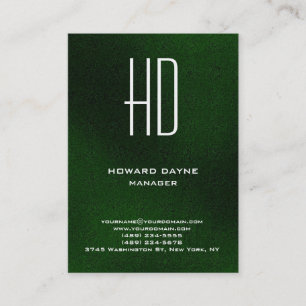 Trendy modern plain simple green white monogram business card