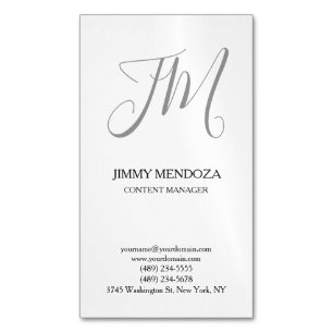 Trendy modern plain simple handwriting monogram magnetic business card