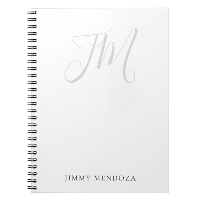 Trendy modern plain simple handwriting monogram notebook (Front)