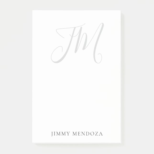 Trendy modern plain simple handwriting monogram post-it notes (Front)
