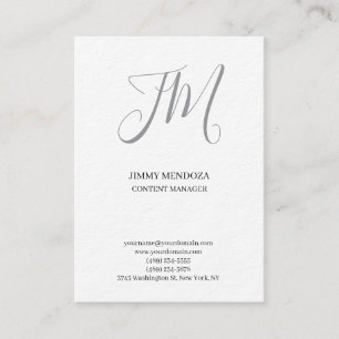 Trendy modern plain simple monogram premium thick business card