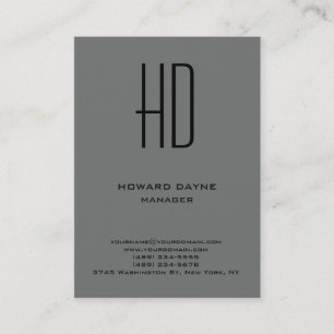 Trendy modern plain simple nickel grey monogram business card
