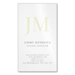 Trendy modern plain simple professional monogram magnetic business card